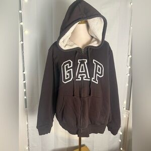 GAP XXL Brown Sherpa-Lined Zip Hoodie